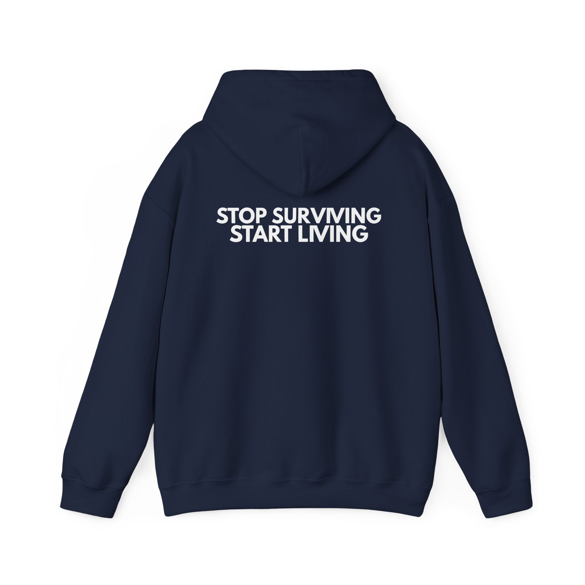 Adventure Hoodie — “Stop Surviving, Start Living” Mountain Graphic