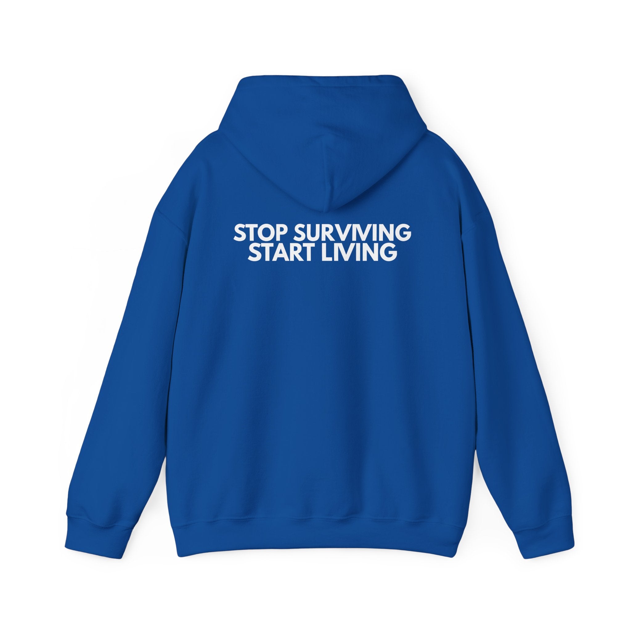 Adventure Hoodie — “Stop Surviving, Start Living” Mountain Graphic