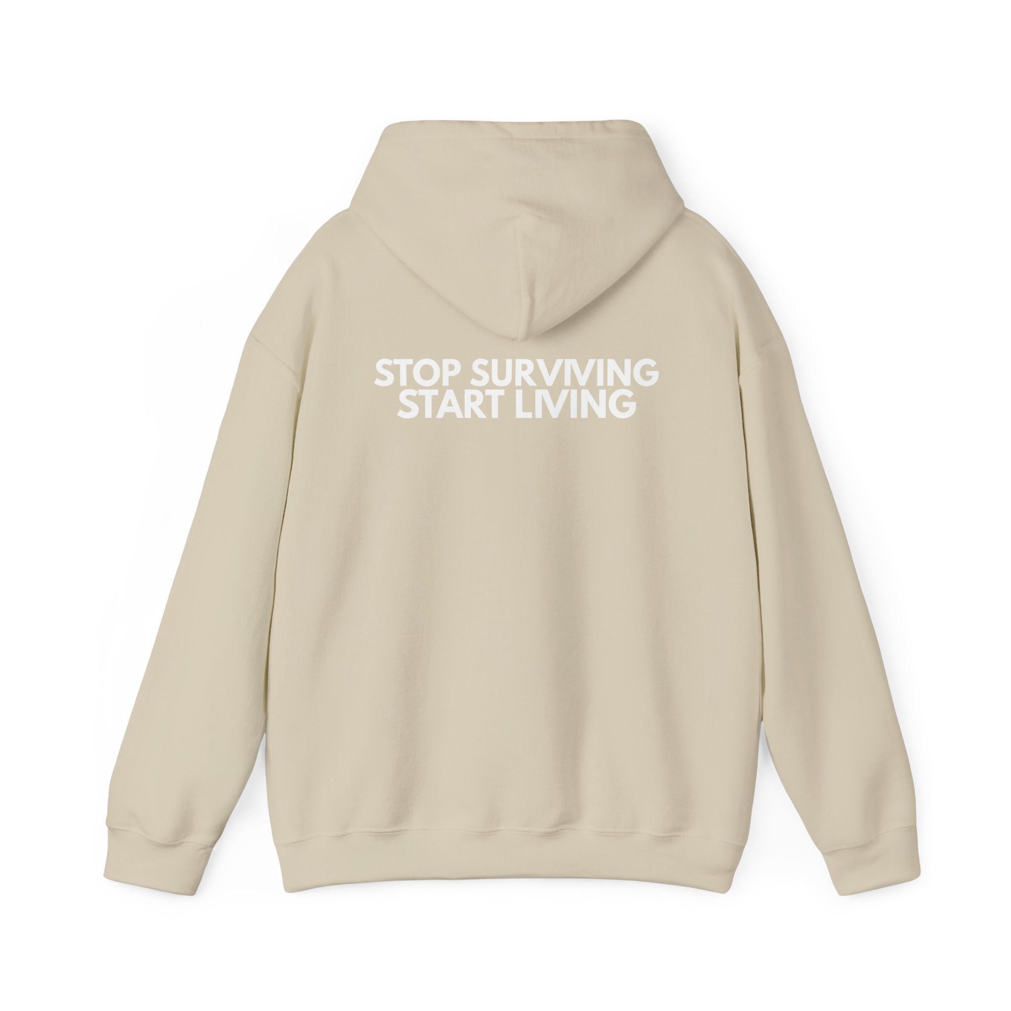 Adventure Hoodie — “Stop Surviving, Start Living” Mountain Graphic