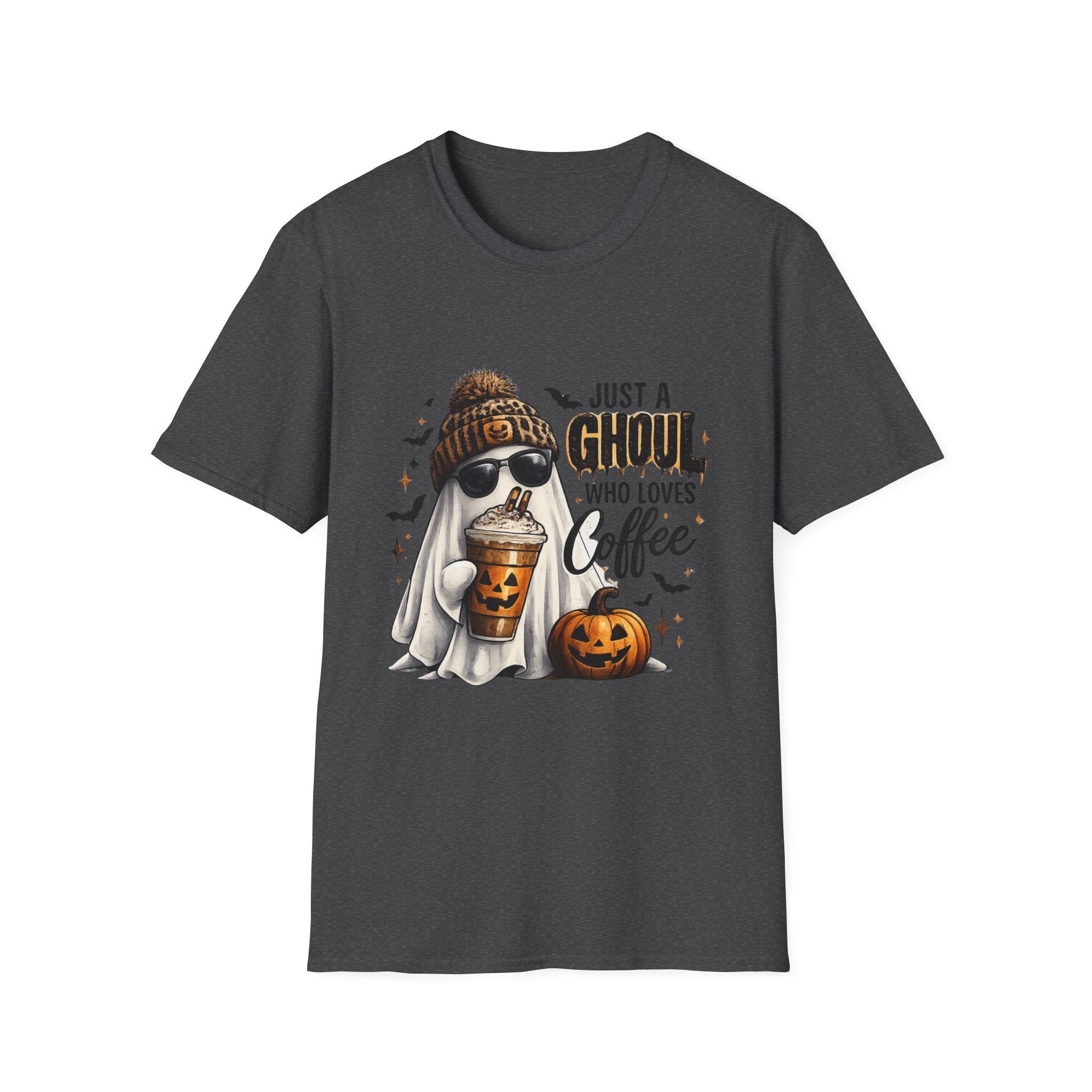 Just a Ghoul Who Loves Coffee T-Shirt —  Funny Ghost Coffee Graphic Tee | Cozy Fall Unisex Shirt