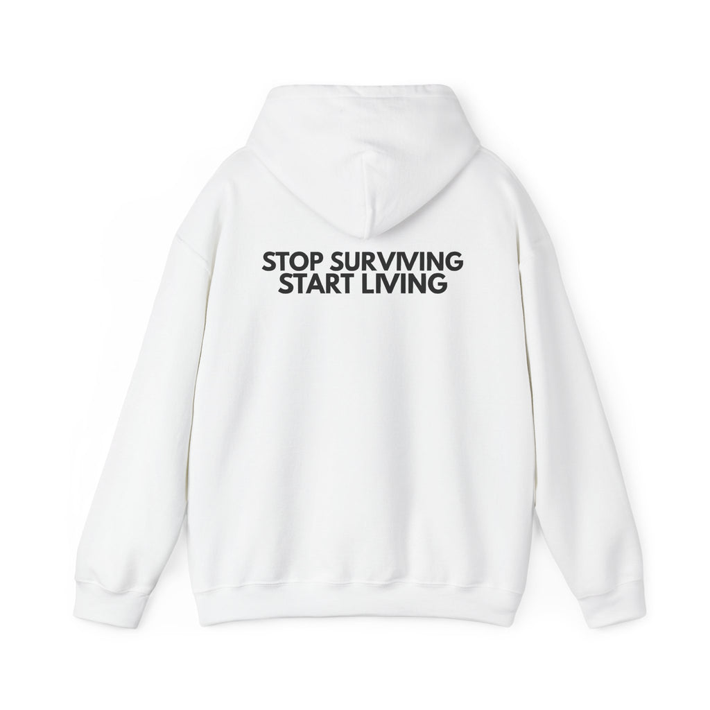 Adventure Hoodie — “Stop Surviving, Start Living” Mountain Graphic