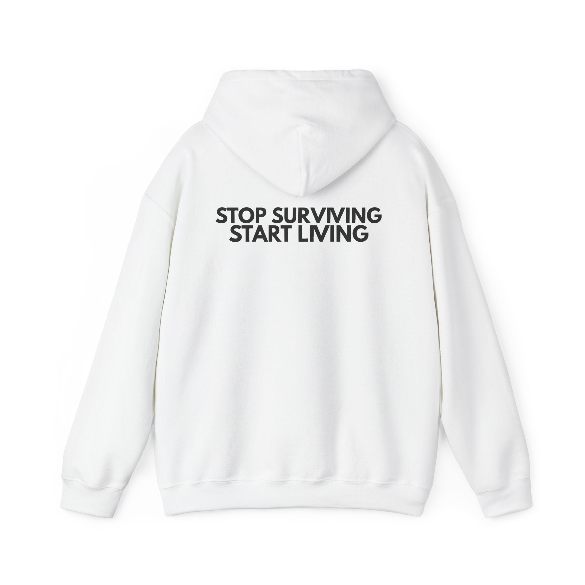 Adventure Hoodie — “Stop Surviving, Start Living” Mountain Graphic