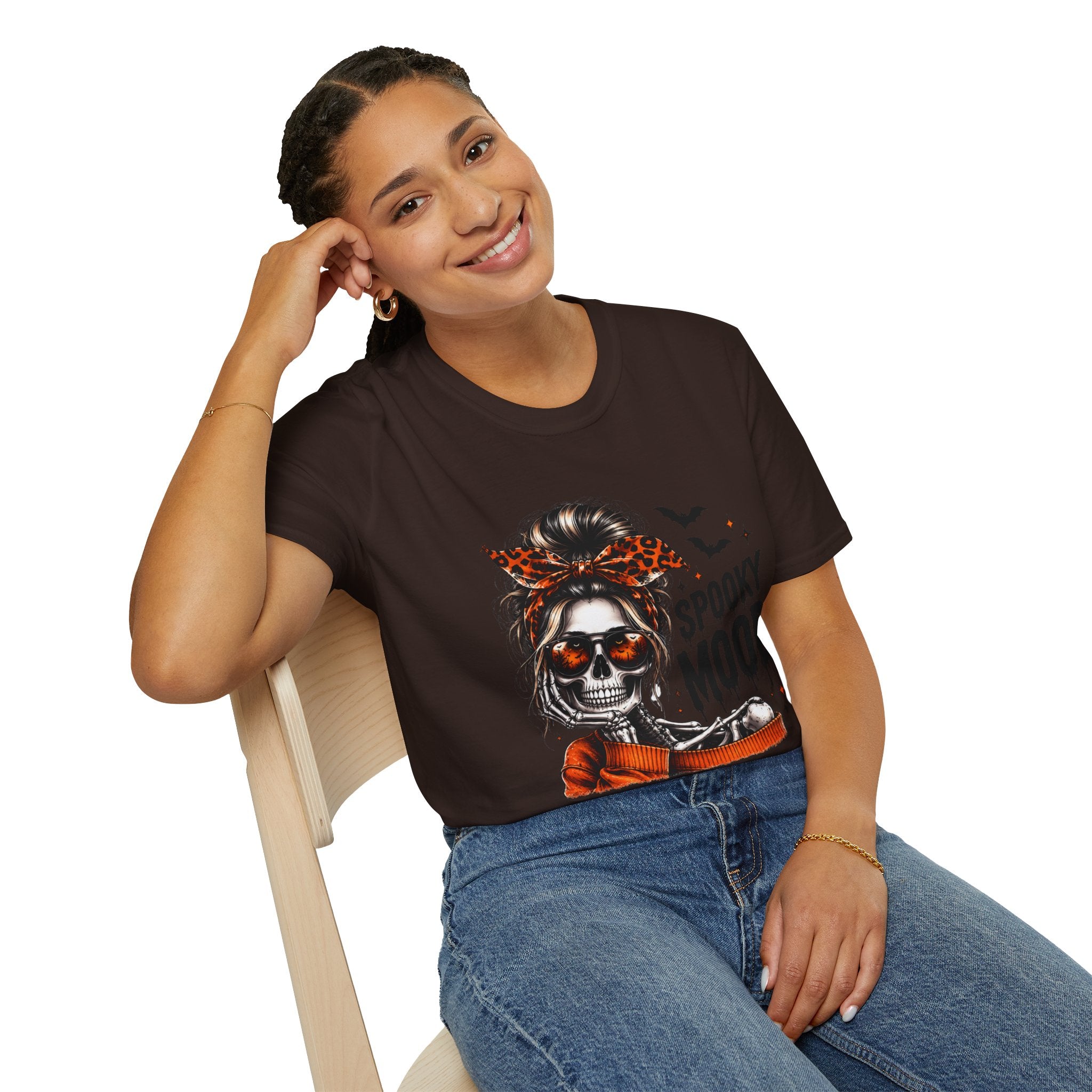 Spooky Mood Skeleton Halloween T-Shirt — Funny Fall Graphic Tee | Unisex Comfort Colors Shirt