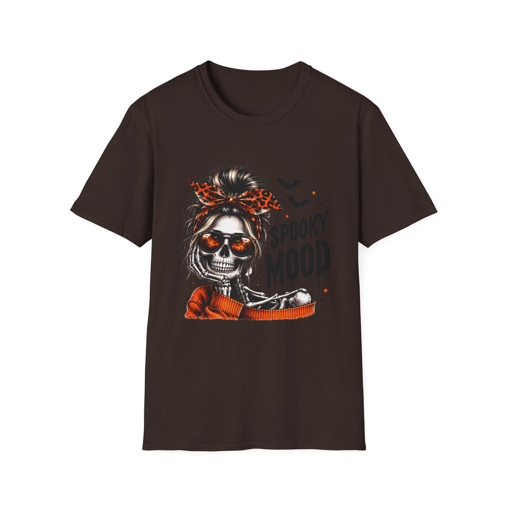 Spooky Mood Skeleton Halloween T-Shirt — Funny Fall Graphic Tee | Unisex Comfort Colors Shirt