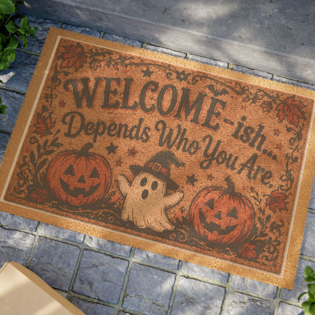 “Welcome-ish… Depends Who You Are” Halloween doormat