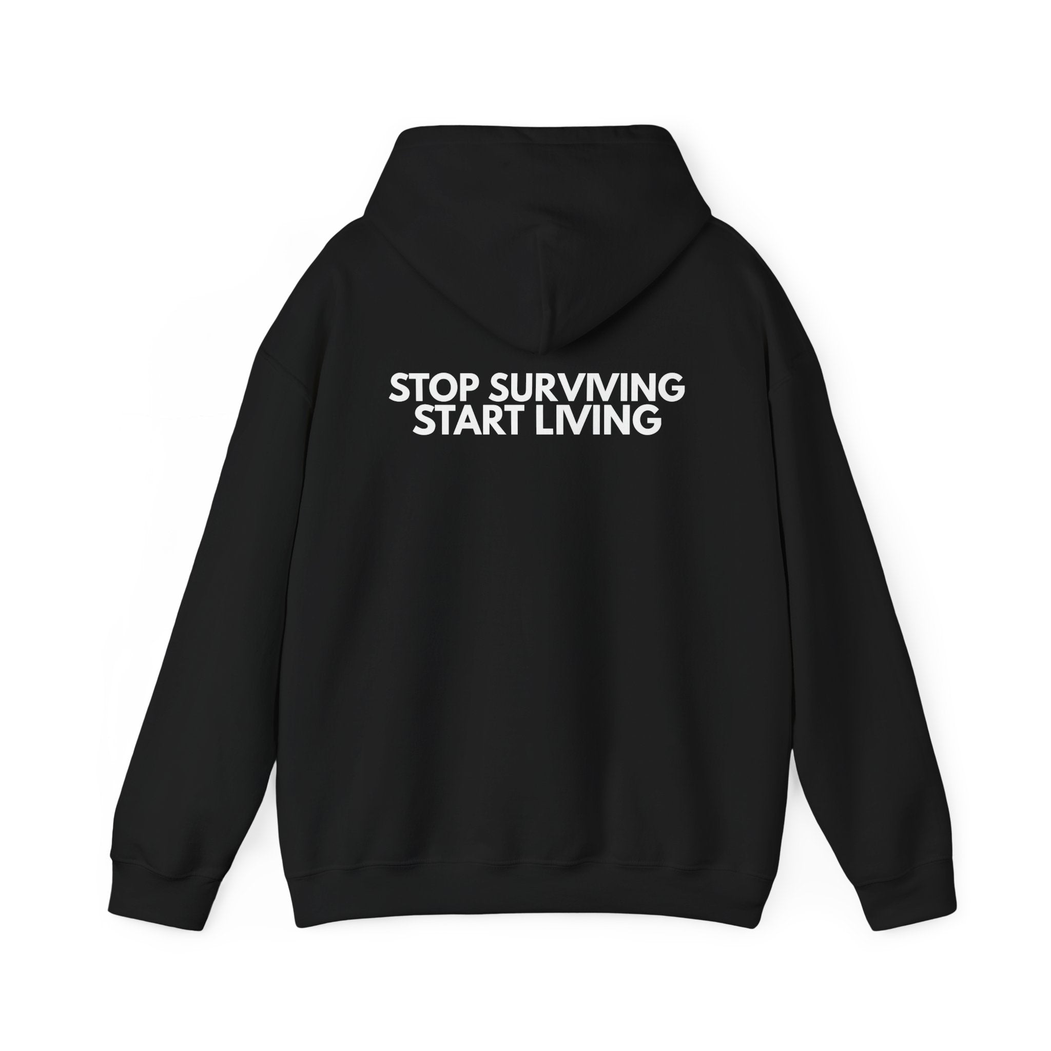 Adventure Hoodie — “Stop Surviving, Start Living” Mountain Graphic